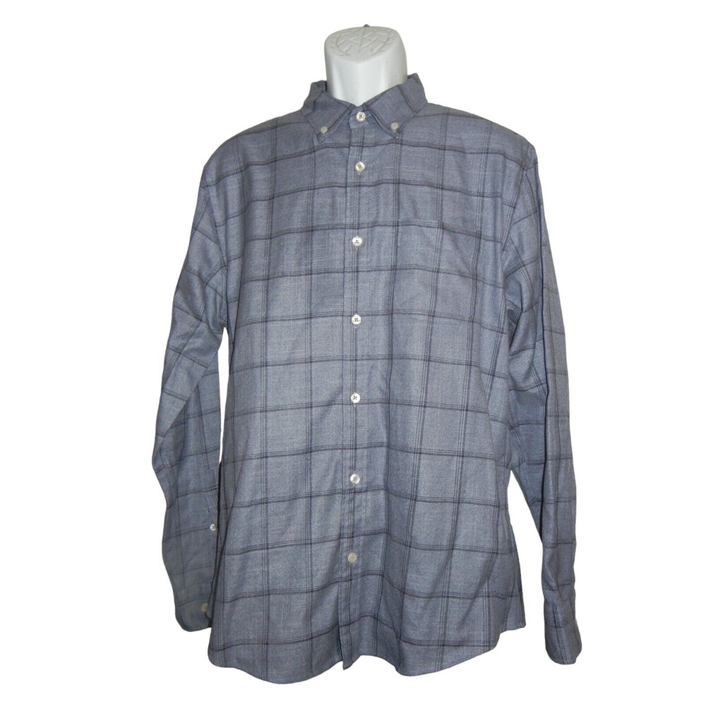 Charles Tyrwhitt Shirt Slim Fit Mens Large Grey Button Up Long Sleeve Cotton